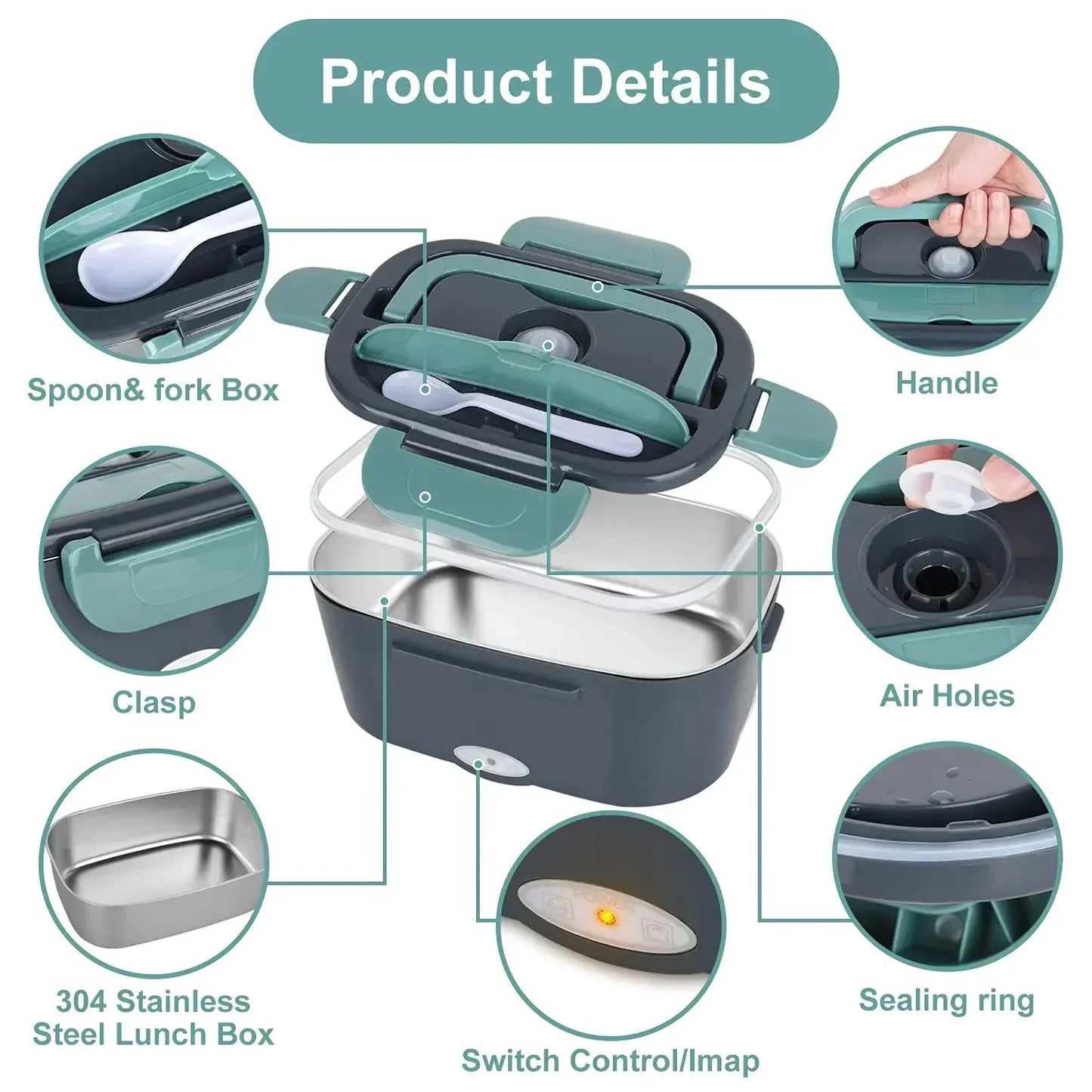 0.45L Food Compartment Leakproof Lunch Box evlune