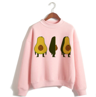 Γυναικεία κουκούλα με κουκούλα με αβοκάντο Kawaii 90s | Harajuku Cartoon Print Vegan γραφικό φούτερ | Χαλαρή εφαρμογή ζεστό φλις πουλόβερ | Ullzang Streetwear Fashion | 14 Χρώματα Μέγεθος M