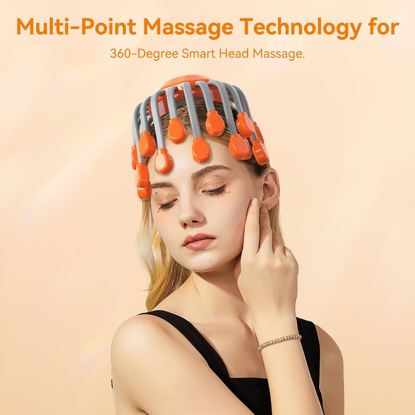 Head Massager for Migraine Relief - Electric Scalp Massager with Heat Therapy, Compression, and Vibration for Tension Headaches and Stress Relief