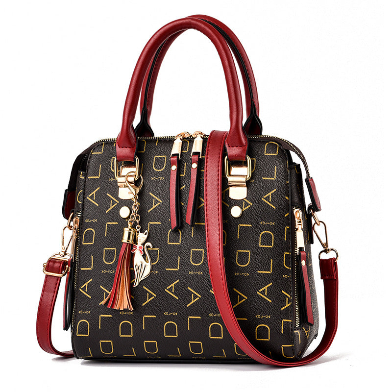 Women's Korean Style PU Leather Letter Print Shoulder Bag - Charming Box Type Crossbody Messenger Bag