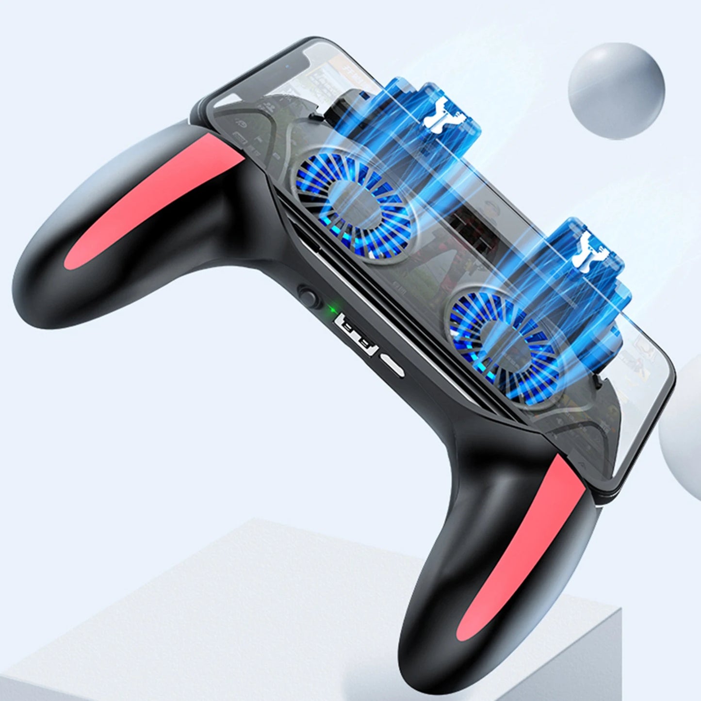 H10ゲームパッド(スマートフォン用) - 冷却ファン、L1R1トリガー、2500mAhバッテリーパック搭載モバイルゲームコントローラー - PUBG、Call of Duty、Fortnite用5-in-1ゲームグリップ - 4.7-7インチAndroidおよびiOSデバイス対応