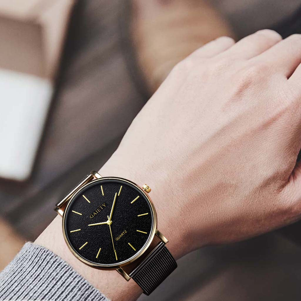Men's Casual Steel Band Watch - Simple Fashion Quartz Timepiece with Alloy Construction & Pin Buckle Clasp