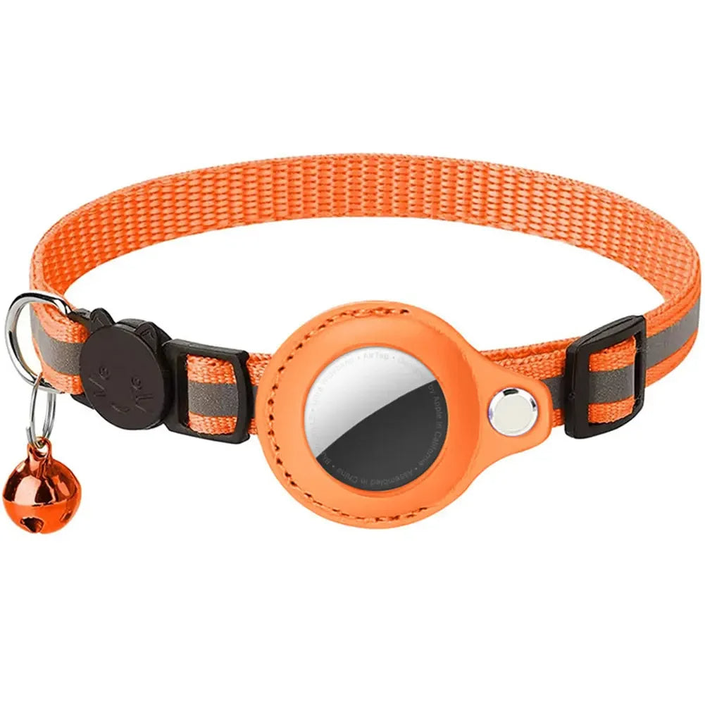 AirTag Holder Reflective Cat Collar Breakaway Safety Buckle Waterproof Nylon Tracking Collar for Cats evlune
