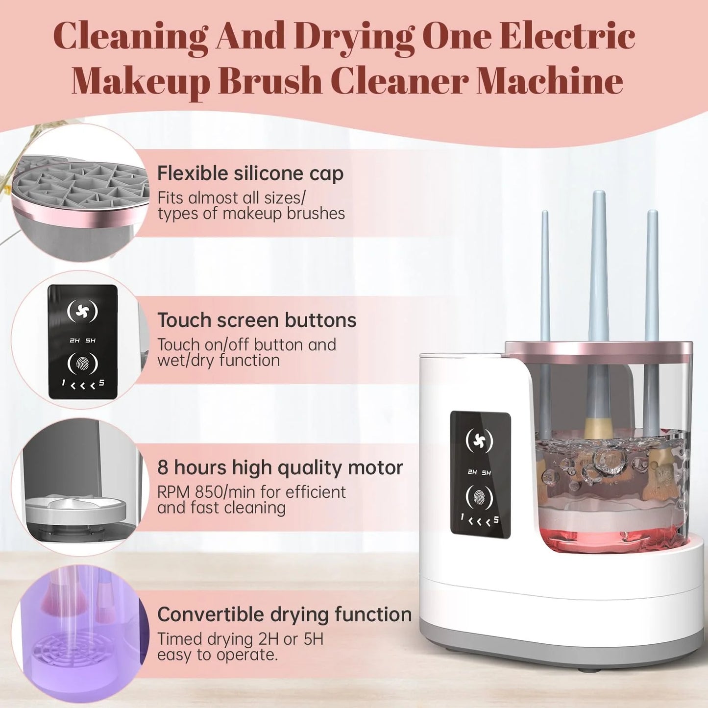 All Size Makeup Brushes 3 in 1 Electric Makeup Brush Cleaner Machine evlune