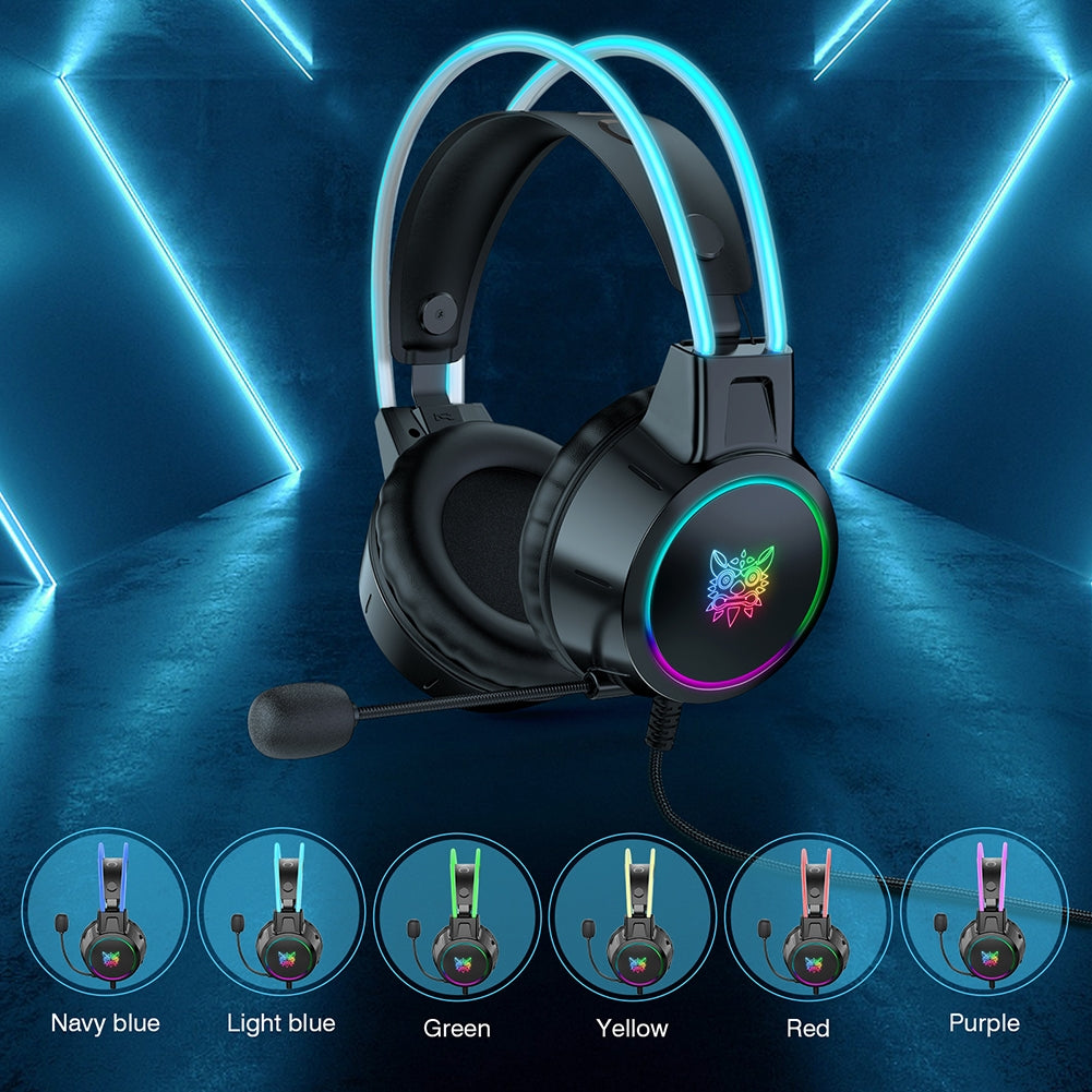 ONIKUMA X15 PRO RGB Gaming Headset with Noise Cancelling Microphone - Wired Surround Sound PC Gaming Headphones with Dynamic RGB Lighting for PC, PS4, Xbox, Battle Royale Games - Black