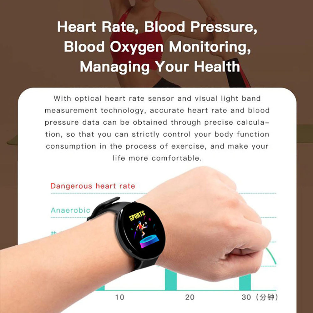 D18 1.44" Sports Smart Watch with Round Screen - Heart Rate, Blood Pressure, Sleep Monitor & Activity Tracker - Red