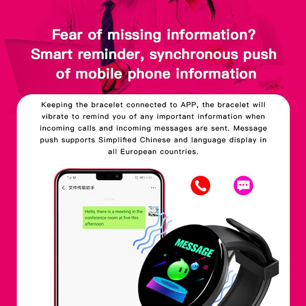 D18 1.44" Sports Smart Watch with Round Screen - Heart Rate, Blood Pressure, Sleep Monitor & Activity Tracker - Red