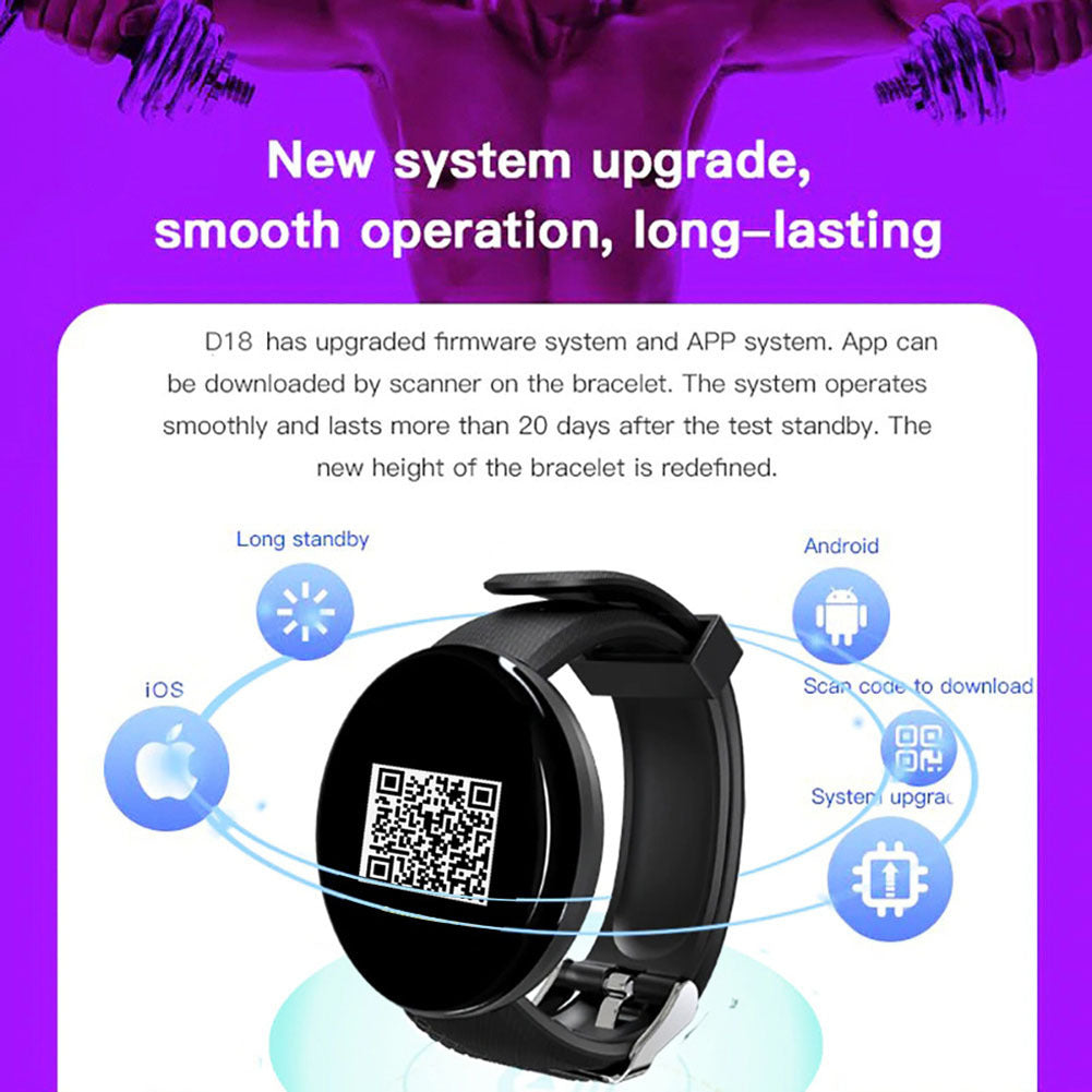 D18 1.44" Sports Smart Watch with Round Screen - Heart Rate, Blood Pressure, Sleep Monitor & Activity Tracker - Red