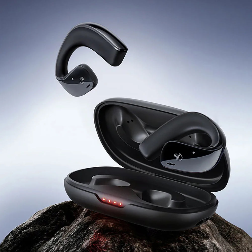 T22 TWS Wireless Bluetooth 5.3 Bone Conduction Headphones with Touch Control, Ear Clip Design, Noise Reduction, IPX5 Waterproof - Gray