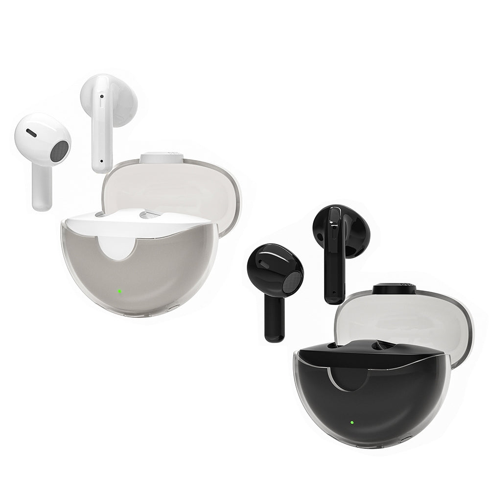 XY-90 Wireless Earbuds Bluetooth 5.3 with Transparent Charging Case | TWS True Wireless Earphones with HIFI Sound, Built-in Mic, Long Battery Life, IPX5 Waterproof, Touch Control for Sports, Work, Travel & Video Calls - White