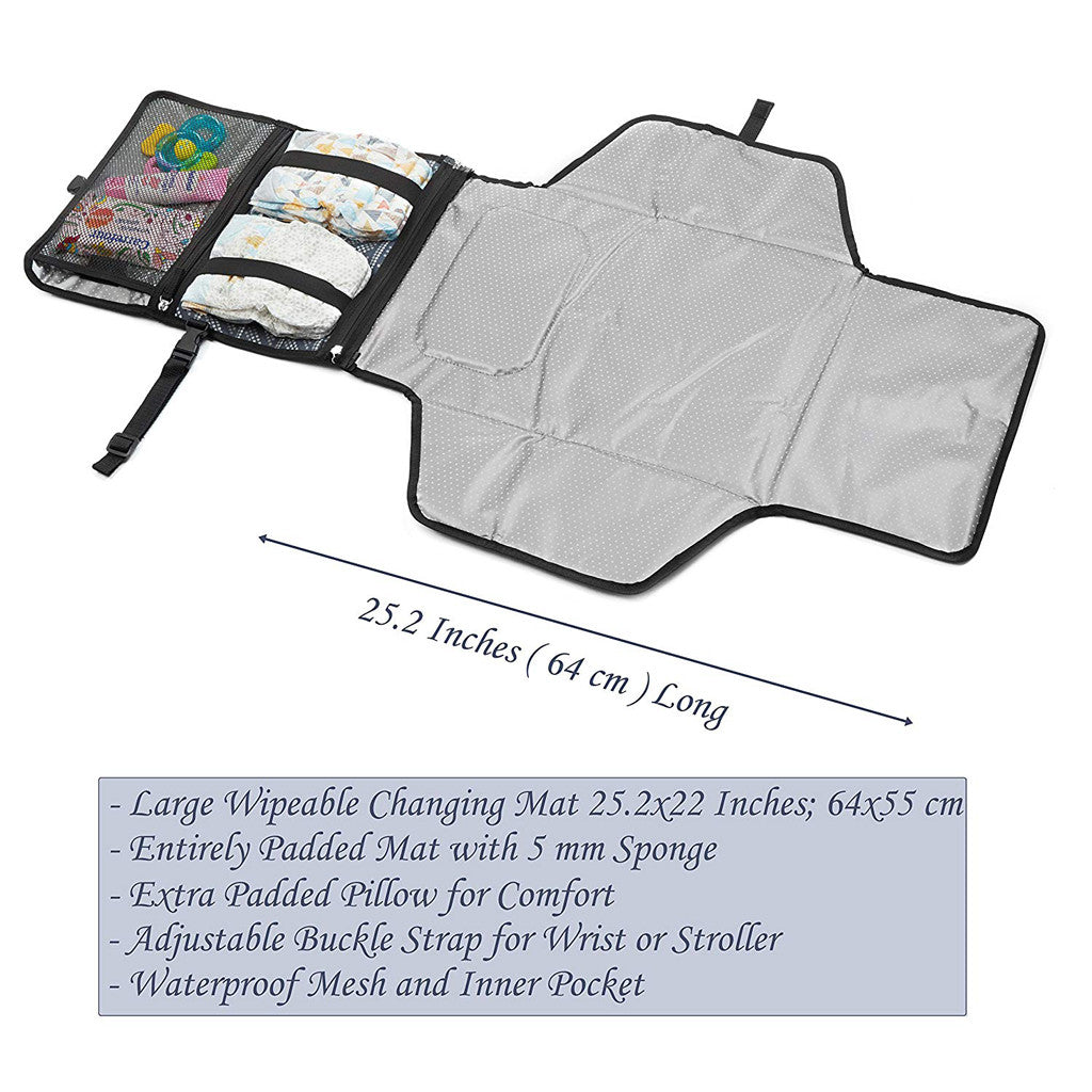Headrest Portable Baby Changing Pad Foldable Mat Travel Kit evlune
