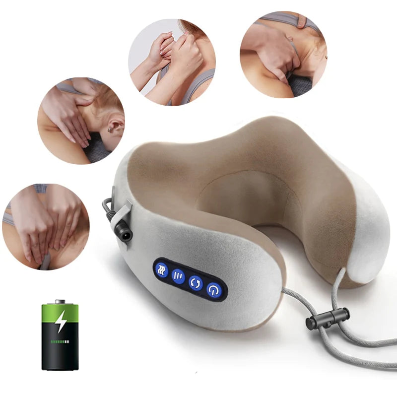 Heated Cordless Travel Pillow Auto Shut off Ergonomic Cervical Support evlune