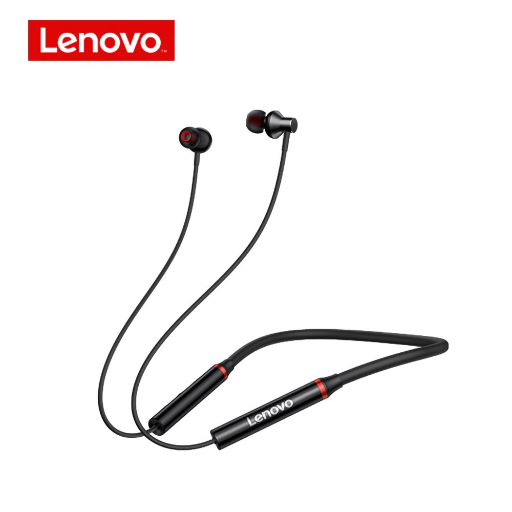 Original LENOVO HE05PRO Neckband Wireless Bluetooth 5.0 Earphones with CVC Noise Cancelling Mic, IPX5 Sport Waterproof, Magnetic Design, Long Battery Life - Red