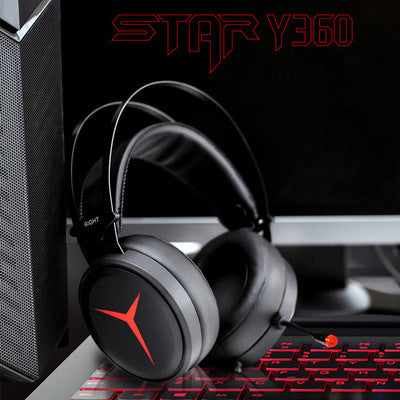 Original LENOVO Savior Y360 Wired Gaming Headset with 7.1 Surround Sound, 50mm Drivers, Noise-Cancelling Microphone, Over-Ear Design for PC/Desktop Gaming - Black