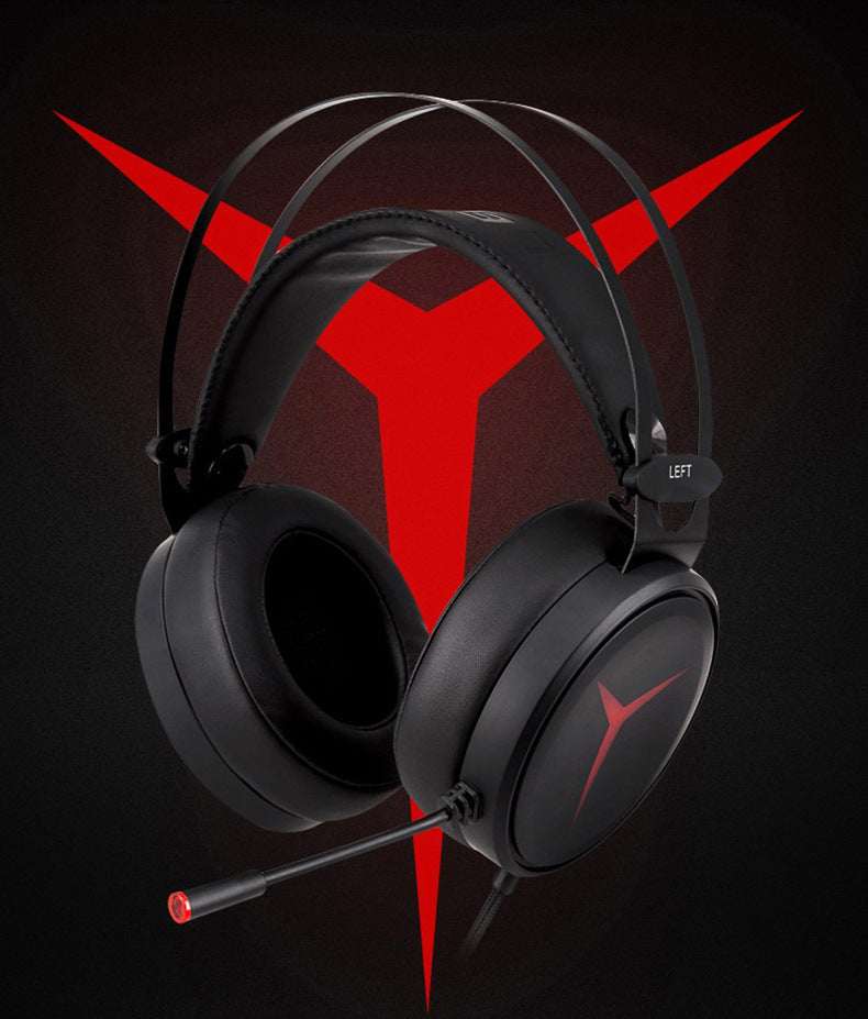 Original LENOVO Savior Y360 Wired Gaming Headset with 7.1 Surround Sound, 50mm Drivers, Noise-Cancelling Microphone, Over-Ear Design for PC/Desktop Gaming - Black