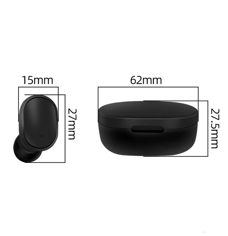 A6s TWS Bluetooth 5.0 Wireless Earbuds for Xiaomi Redmi - Noise Cancelling In-Ear Headphones with Microphone, Hands-Free Stereo Earphones, Universal Compatible Black Earbuds