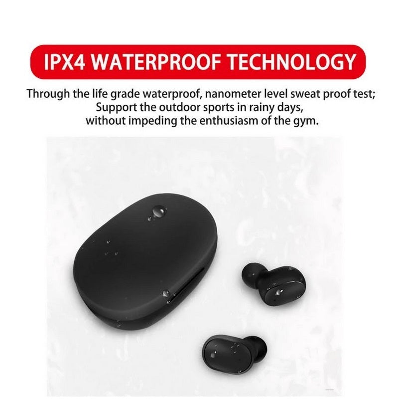 A6s TWS Bluetooth 5.0 Wireless Earbuds for Xiaomi Redmi - Noise Cancelling In-Ear Headphones with Microphone, Hands-Free Stereo Earphones, Universal Compatible Black Earbuds