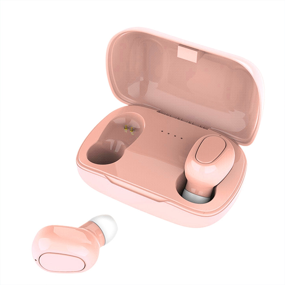 L21 Bluetooth 5.0 TWS Wireless Earbuds In-Ear 3D Stereo Surround Sound Earphones with 350mAh Charging Case Sweat-Proof Design (Pink)