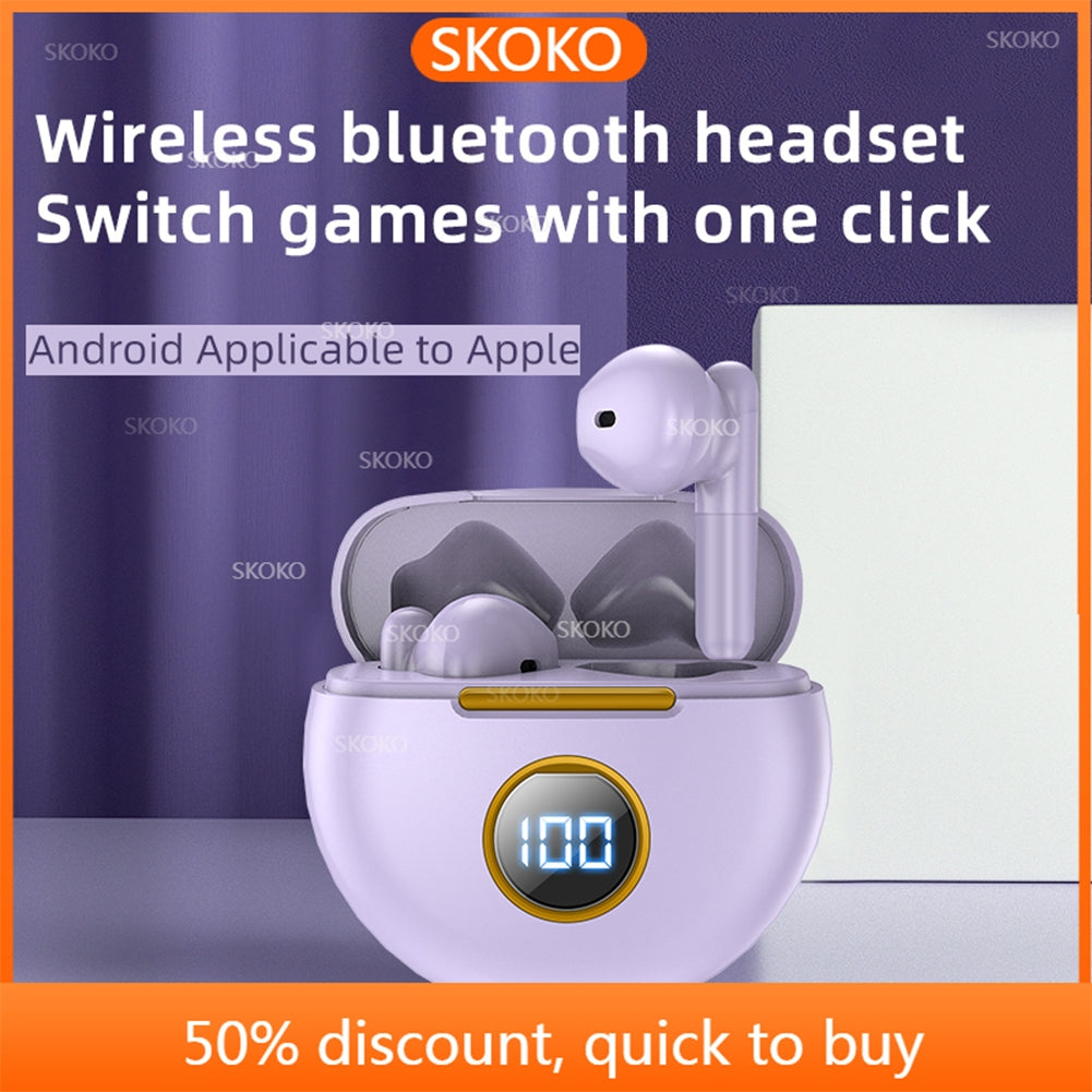 J88 Bluetooth 5.1 Wireless Earbuds with LED Display - Ergonomic 45° L-Type TWS In-Ear Sports Headphones with HiFi Sound, Noise Reduction, and Long Battery Life (Pink)