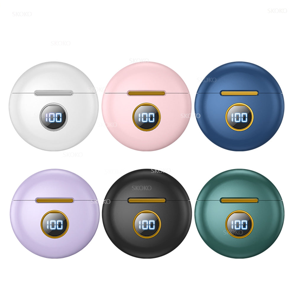 J88 Bluetooth 5.1 Wireless Earbuds with LED Display - Ergonomic 45° L-Type TWS In-Ear Sports Headphones with HiFi Sound, Noise Reduction, and Long Battery Life (Pink)