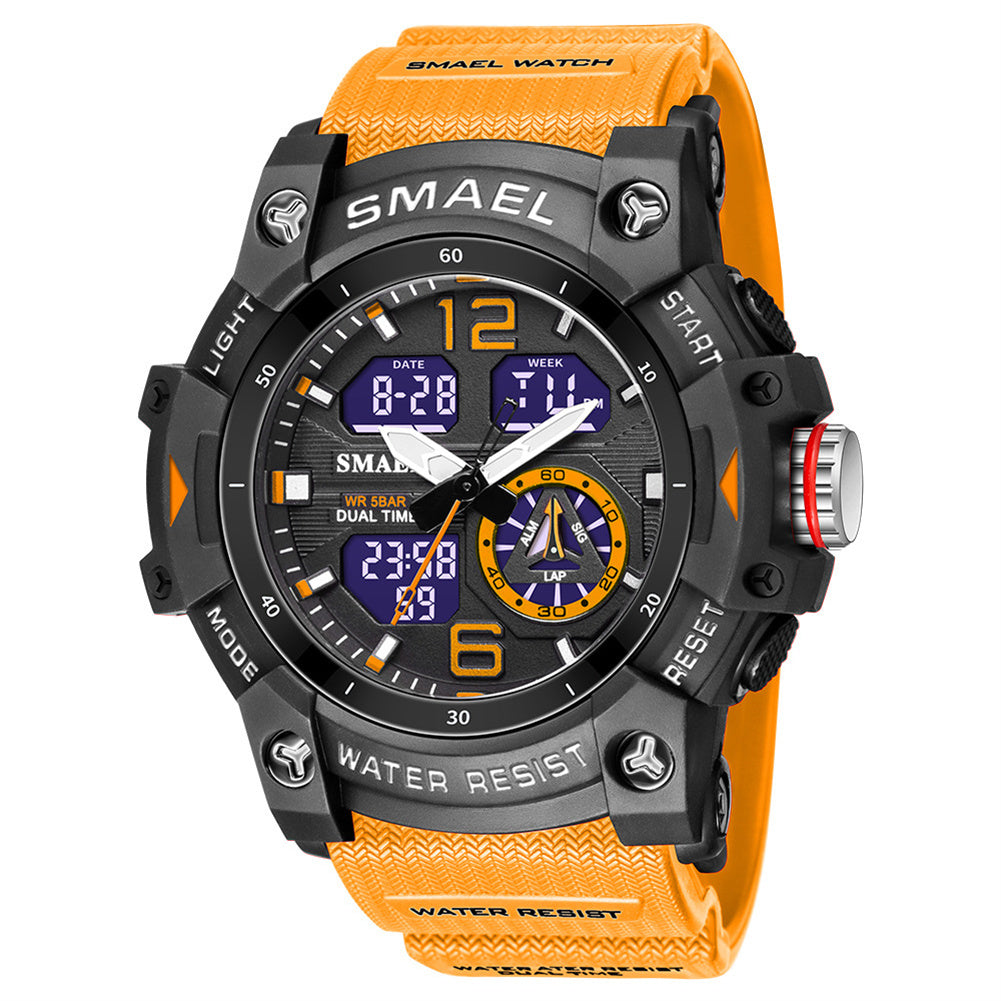 SMAEL Luxury Men's Sports Watch - LED Digital Quartz Waterproof Watch with 5ATM Water Resistance, Shockproof & Multifunction Features