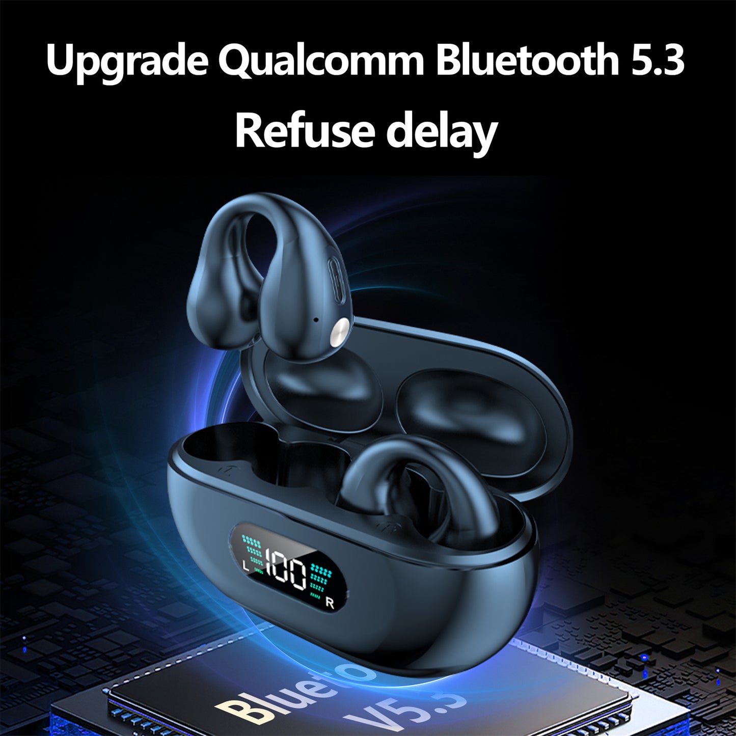 Q80 TWS Wireless Headphones Bluetooth 5.3 Bone Conduction Sports Headset Clip-on Earphones Open-Ear Running Earbuds with Noise Reduction - White