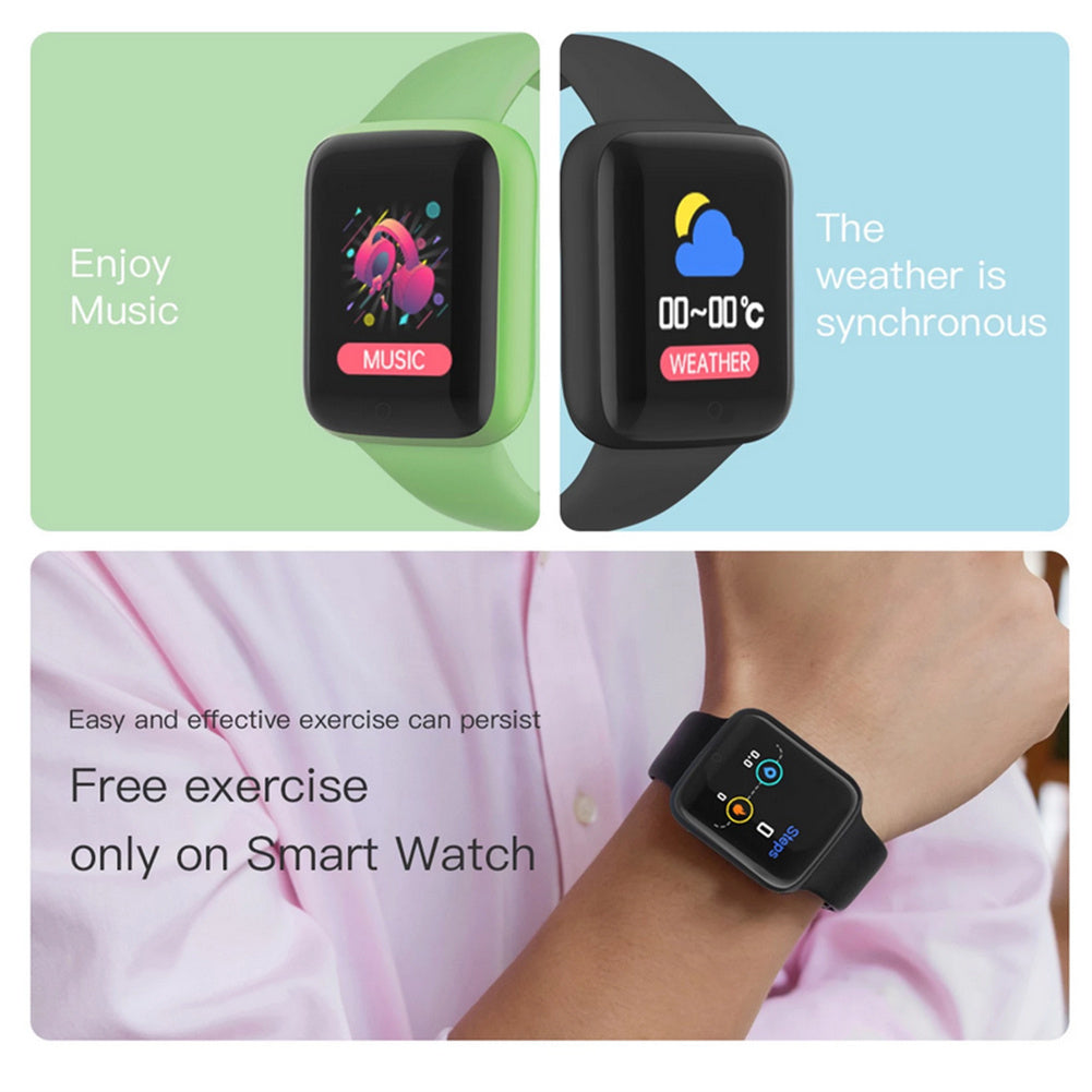 Y68 Pro Macaron Smart Watch - Unisex Bluetooth Fitness Tracker with Heart Rate & Blood Oxygen Monitor (Black)