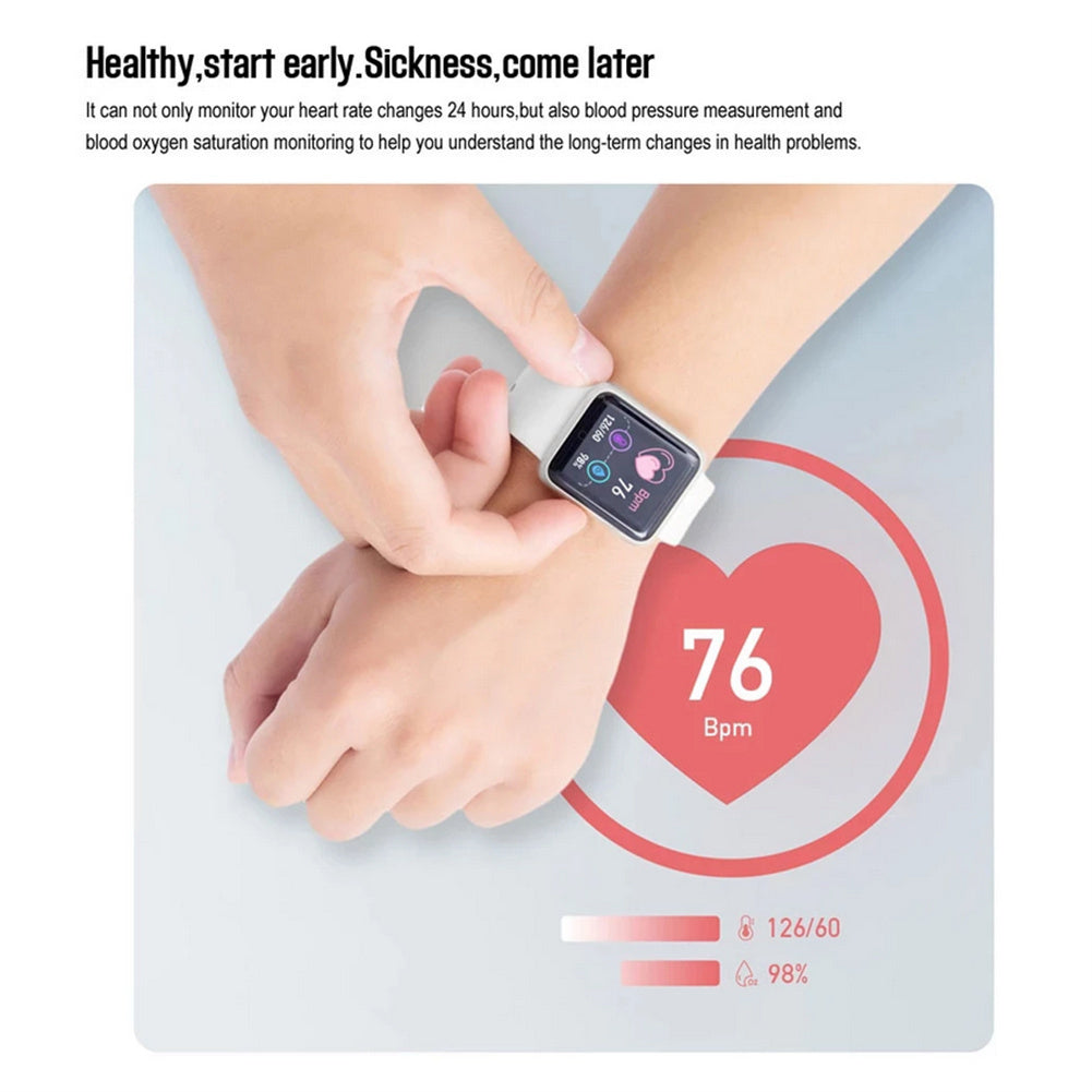 Y68 Pro Macaron Smart Watch - Unisex Bluetooth Fitness Tracker with Heart Rate & Blood Oxygen Monitor (Black)