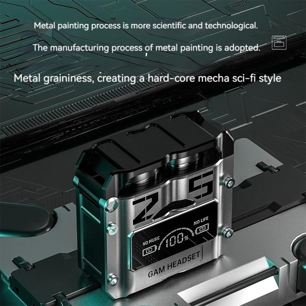 M25 TWS Wireless Headphones Bluetooth 5.3 Touch Control Noise Cancelling Stereo Earbuds with Microphone - IPX7 Waterproof Silver Metal Design