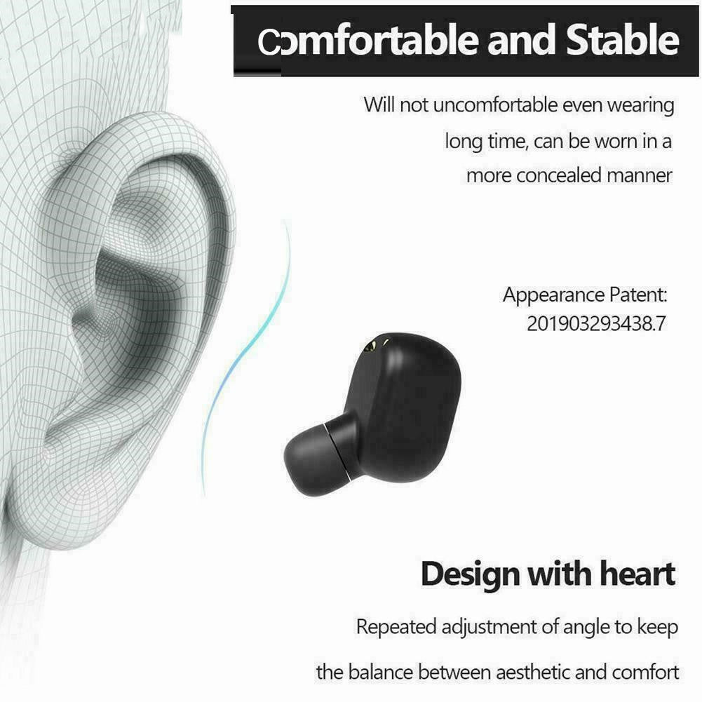 TWS M1 True Wireless Earbuds Bluetooth 5.0 In-Ear Stereo Headphones with Charging Case, Built-in Mic for Sports Work Gaming - Black