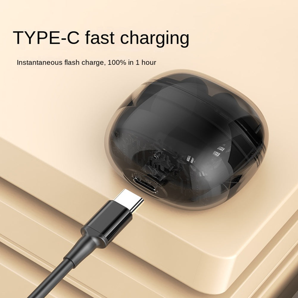 J209 Wireless Earbuds With Transparent Charging Case Earphones Stereo Sound In Ear Earphones For Working Sports Gaming black