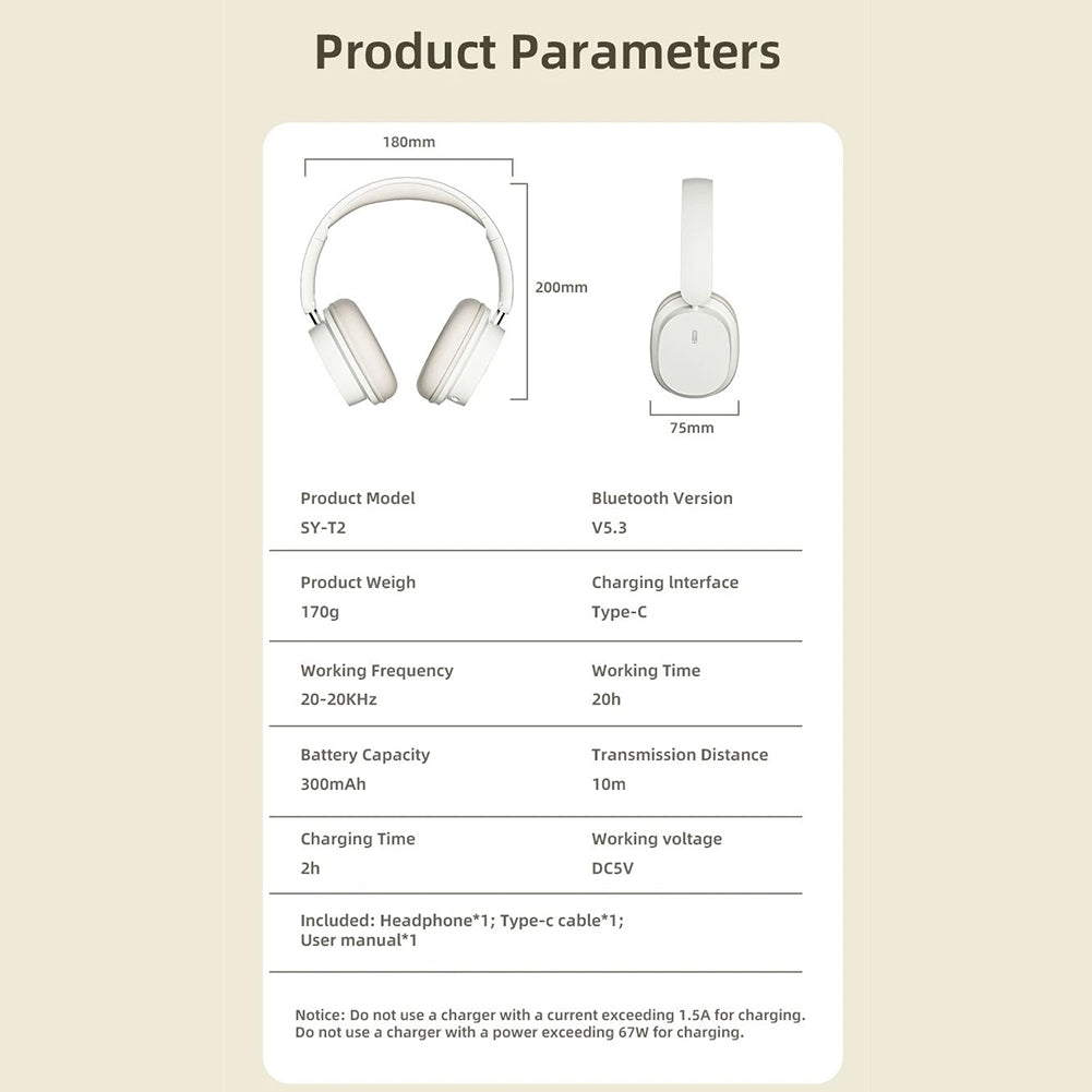 Wireless Headphones with Active Noise Cancelling | Bluetooth 5.3 Jerry Chip | 15 Hours Playtime | Foldable Over-Ear Design | Dual Device Connection | 40mm Drivers | 300mAh Battery | White