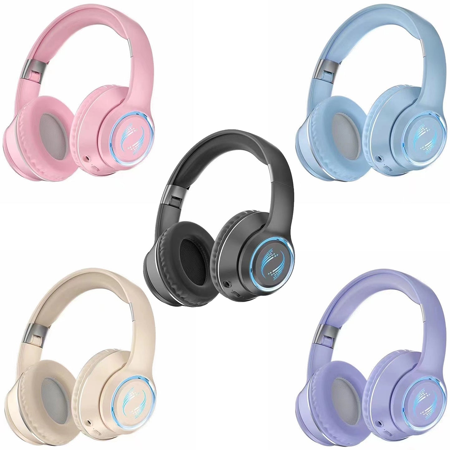 Noise Canceling Headset HIFI Sound Headphones Wireless Folding Scalable Gaming Headphones For Office Trucker pink