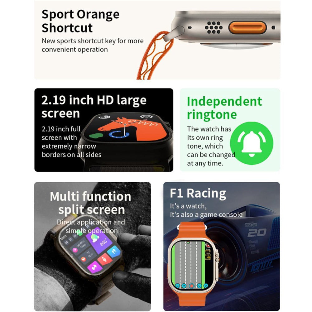 I9 Ultra Max 2.19 Inch Smart Watch with Bluetooth Calling - Advanced Fitness Tracker with Heart Rate, Blood Oxygen Monitor, ECG & Games