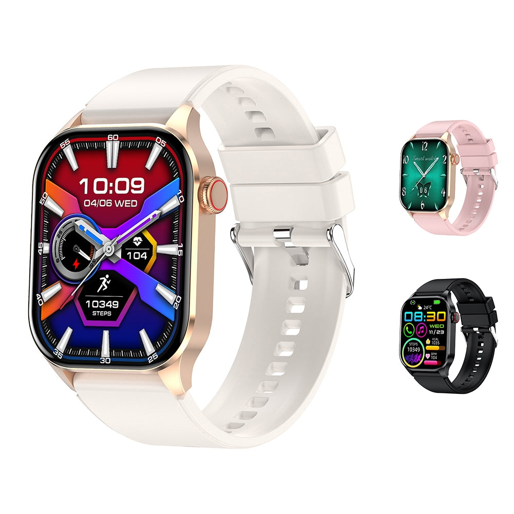 T98 Pink Smart Watch with Blood Oxygen, Blood Pressure, Heart Rate & Sleep Monitor - 2.04 Inch AMOLED Display for Smartphones