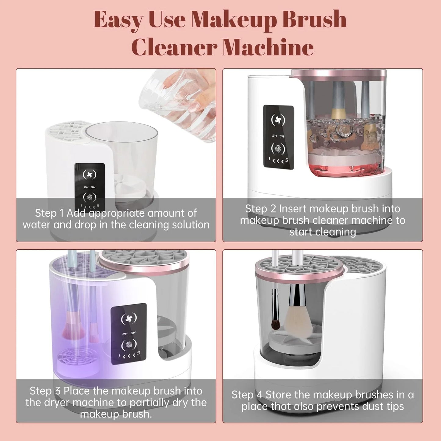 USB Powered 3 in 1 Electric Makeup Brush Cleaner Machine Automatic evlune