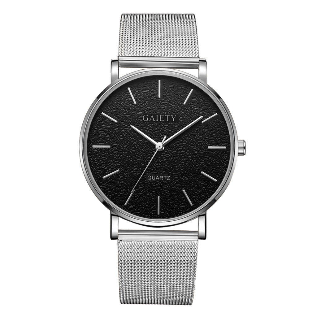 Men's Casual Steel Band Watch - Simple Fashion Quartz Timepiece with Alloy Construction & Pin Buckle Clasp