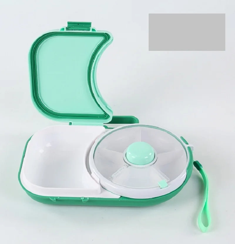Rotating Kids Lunchbox with 5 Compartments BPA-Free Snack Spinner Container with Interactive Button Dishwasher Safe School Lunch Box for Toddlers and Children