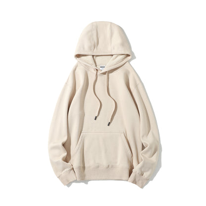 Women's Khaki XL Cotton Hoodie Sweatshirt - High Quality Pure Cotton Long Sleeve Hooded Pullover with Lapel Collar and Side Pockets