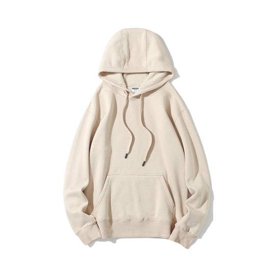 Women's Khaki XL Cotton Hoodie Sweatshirt - High Quality Pure Cotton Long Sleeve Hooded Pullover with Lapel Collar and Side Pockets