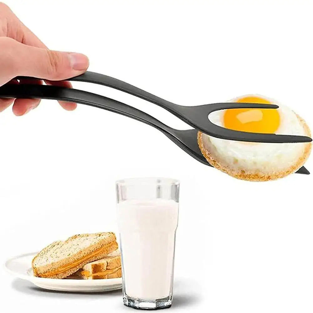 2 In 1 Spatula Tongs for Eggs Non Stick Heat Resistant Grip evlune