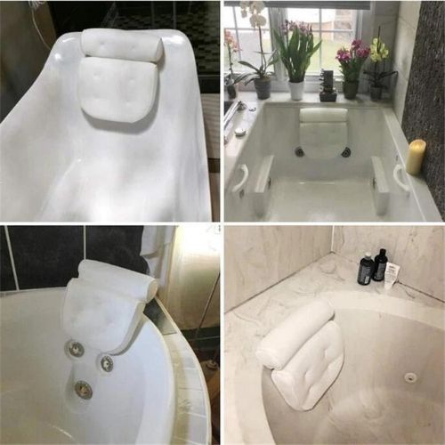2 Panel Headrest Neck Back Support Waterproof Spa Bath Pillow Bathtub Relaxation evlune