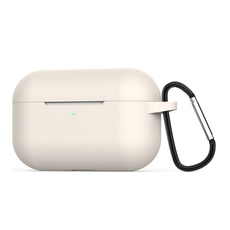 Beige Silicone Protective Case with Buckle for AirPods Pro 3rd Generation - Soft Shockproof Cover with Wireless Charging Support