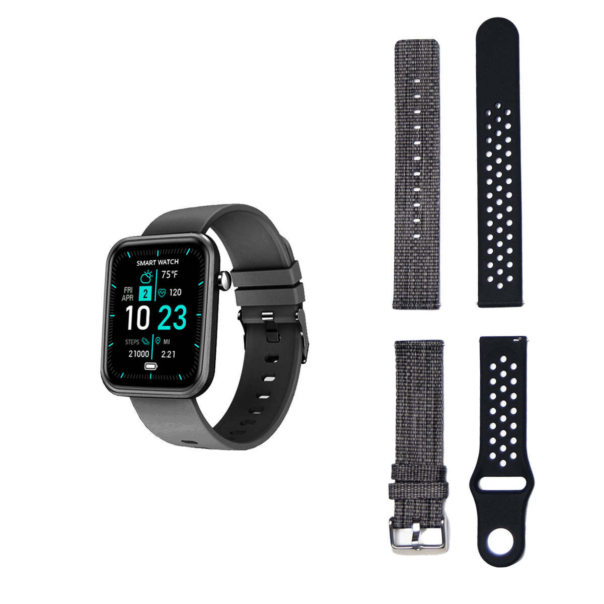 Advanced Smartwatch with Three Interchangeable Bands - 1.69" OLED Screen Wellness Tracker with Heart Rate, Blood Pressure, Sleep Monitor & Activity Tracking