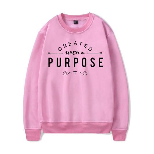 Women's Pink Letter Print Fleece Sweater - XL Size Loose Fit Street Hipster Style Long Sleeve Round Neck Cotton Sweatshirt