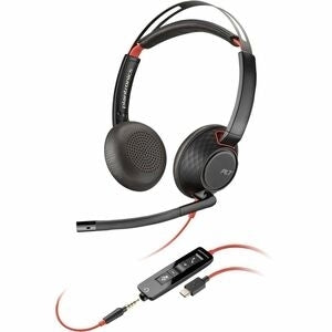 Poly Blackwire 5220 USB-C Stereo Headset with 3.5mm Plug and USB-C/A Adapter - Professional Office Noise-Canceling Headset for Business, Call Center, and Work from Home