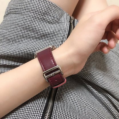 Premium 40mm Apple Watch Band - Genuine Leather Buckle Strap with Cuff Design (Brown)