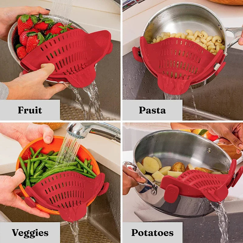 Adjustable Drainer Pasta Vegetables Straining evlune