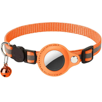 AirTag Holder Reflective Cat Collar Breakaway Safety Buckle Waterproof Nylon Tracking Collar for Cats evlune