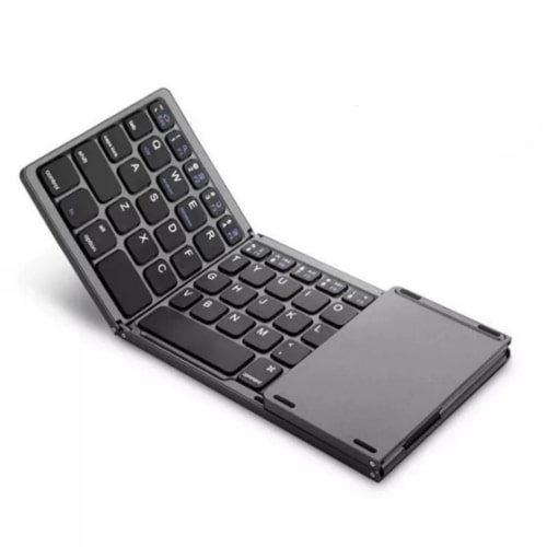 Aircraft Grade Aluminum Portable Wireless Keyboard Foldable Bluetooth Keyboard with Multi Touch Touchpad evlune